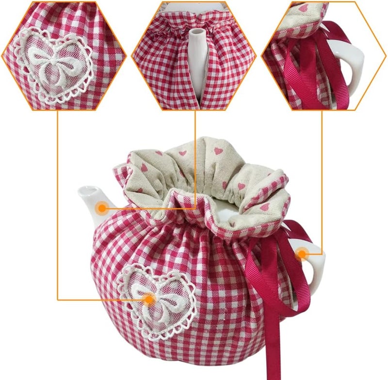 OLizee 2pcs Insulated Tea Cozy for Teapot & Kettle Warmer Cover - Home Kitchen Decor Flower - Image 5
